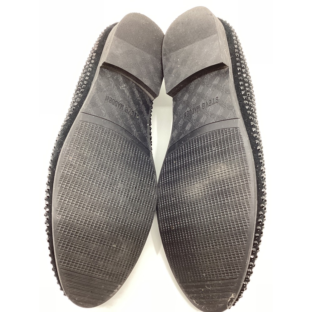 Steve Madden Caviarr Mens 9.5 Black Rhinestone Leather Loafers Smoking Slippers - Picture 6 of 6